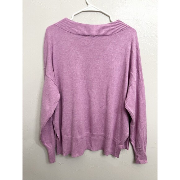 CABI Luxury Boxy V-NECK SWEATER Size Large PURPLE Soft Rayon Travel Top Shirt - Picture 7 of 8